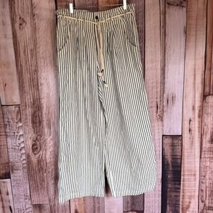 We The Free Pants Dakota Cinched Pull On Boho Wide Railroad Leg Stripe Large NWT